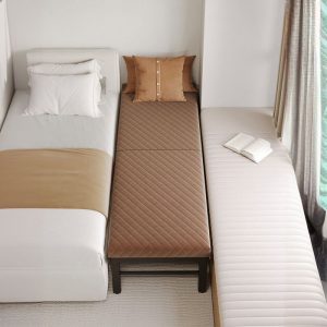"Sepia Art Deco Alloy Standard Children Bed with Cotton Blend Upholstery and Gender Neutral Design"